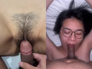 Xoạc em học sinh chubby kính cận ra nước khoái đê mê